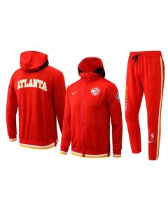 Men's Atlanta Hawks 75th Anniversary Red Performance Showtime Full-Zip Hoodie Jacket And Pants Suit