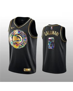 Men's Atlanta Hawks #8 Danilo Gallinari 2021/22 Black Golden Edition 75th Anniversary Diamond Logo Stitched Basketball Jersey