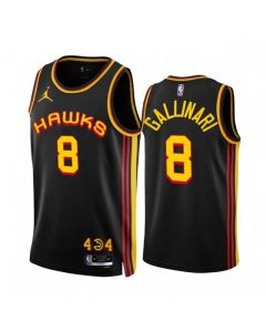 Men's Atlanta Hawks #8 Danilo Gallinari 2022/23 Black Statement Edition Stitched Jersey