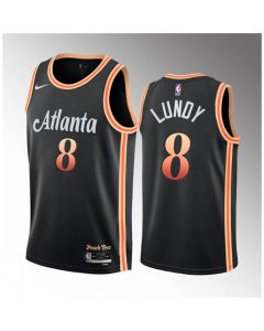 Men's Atlanta Hawks #8 Seth Lundy Black 2023 Draft City Edition Stitched Jersey