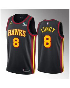 Men's Atlanta Hawks #8 Seth Lundy Black 2023 Draft Statement Edition Stitched Jersey