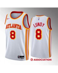 Men's Atlanta Hawks #8 Seth Lundy White 2023 Draft Association Edition Stitched Jersey