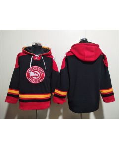 Men's Atlanta Hawks Blank Black/Red Lace-Up Pullover Hoodie