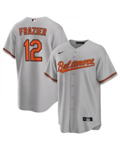Men's Baltimore Orioles #12 Adam Frazier Grey Cool Base Stitched Jersey