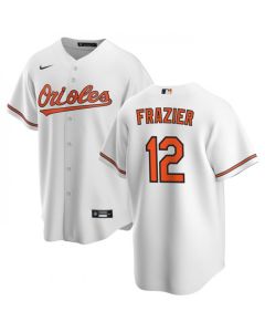 Men's Baltimore Orioles #12 Adam Frazier White Cool Base Stitched Jersey