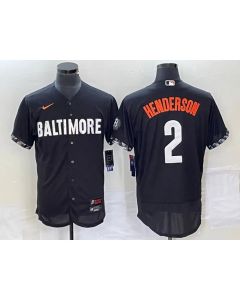 Men's Baltimore Orioles #2 Gunnar Henderson Black 2023 City Connect Flex Base Stitched Baseball Jersey
