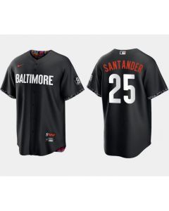 Men's Baltimore Orioles #25 Anthony Santander Black 2023 City Connect Cool Base Stitched Baseball Jersey