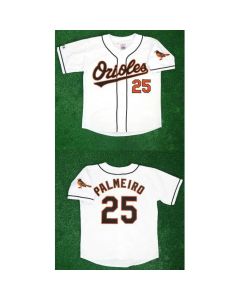 Men's Baltimore Orioles #25 Rafael Palmeiro 1995 White Home Cool Base Stitched Jersey