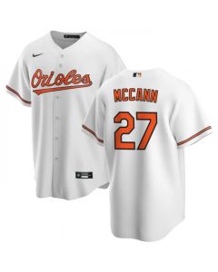 Men's Baltimore Orioles #27 James McCann White Cool Base Stitched Jersey