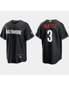 Men's Baltimore Orioles #3 Jorge Mateo Black 2023 City Connect Cool Base Stitched Baseball Jersey