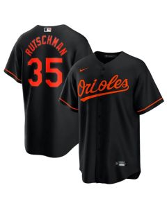 Men's Baltimore Orioles #35 Adley Rutschman Black Cool Base Stitched Jersey