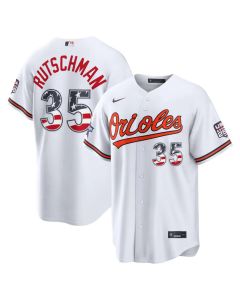 Men's Baltimore Orioles #35 Adley Rutschman Nike White 2026 All-Star Edition Stars & Stripes Stadium Jersey (White)
