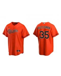 Men's Baltimore Orioles #35 Adley Rutschman Orange Cool Base Stitched Jersey