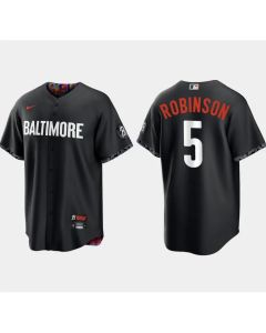 Men's Baltimore Orioles #5 Brooks Robinson Black 2023 City Connect Cool Base Stitched Baseball Jersey