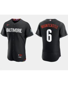 Men's Baltimore Orioles #6 Ryan Mountcastle Black 2023 City Connect Flex Base Stitched Baseball Jersey