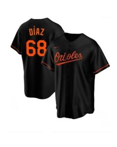 Men's Baltimore Orioles #68 Lewin Diaz Black Cool Base Stitched Jersey