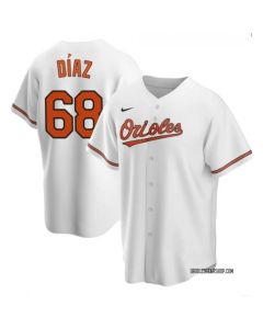 Men's Baltimore Orioles #68 Lewin Diaz White Cool Base Stitched Jersey