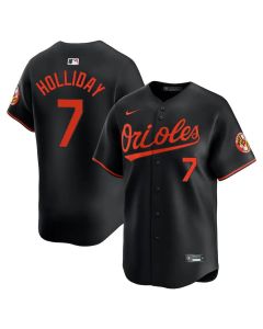 Men's Baltimore Orioles #7 Jackson Holliday Black Cool Base Stitched Jersey
