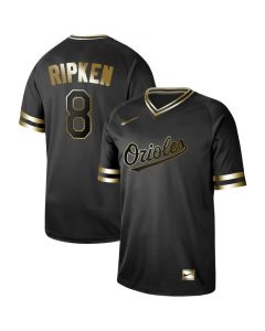Men's Baltimore Orioles #8 Cal Ripken Jr Black Gold Stitched MLB Jersey