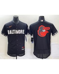 Men's Baltimore Orioles Big Logo in Back Black 2023 City Connect Flex Base Stitched Baseball Jersey