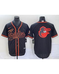 Men's Baltimore Orioles Black Team Big Logo Cool Base Stitched Jersey