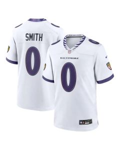 Men's Baltimore Ravens #0 Roquan Smith White Game Jersey