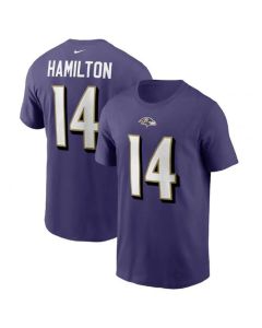 Men's Baltimore Ravens #14 Kyle Hamilton 2022 Purple Name & Number T-Shirt