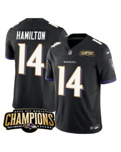 Men's Baltimore Ravens #14 Kyle Hamilton Black 2023 F.U.S.E. AFC North Champions Vapor Limited Football Jersey