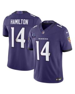 Men's Baltimore Ravens #14 Kyle Hamilton Purple 2026 With 1-Star C Patch Vapor F.U.S.E Limited Jersey