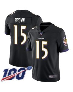 Men's Baltimore Ravens #15 Marquise Brown Black 2019 100th Season Vapor Untouchable Limited NFL Jersey