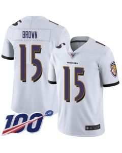 Men's Baltimore Ravens #15 Marquise Brown White 2019 100th Season Vapor Untouchable Limited NFL Jersey