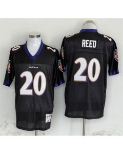 Men's Baltimore Ravens #20 Ed Reed Black Throwback Jersey
