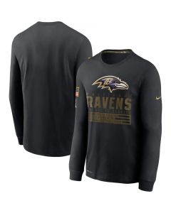Men's Baltimore Ravens 2020 Black Salute to Service Sideline Performance Long Sleeve T-Shirt