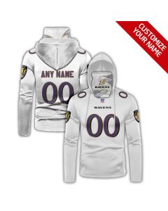 Men's Baltimore Ravens 2020 White Customize Hoodie Mask