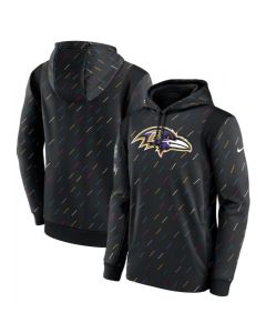 Men's Baltimore Ravens 2021 Charcoal Crucial Catch Therma Pullover Hoodie
