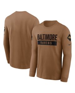 Men's Baltimore Ravens 2023 Brown Salute To Service Long Sleeve T-Shirt