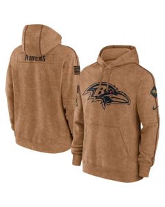 Men's Baltimore Ravens 2023 Brown Salute to Service Pullover Hoodie