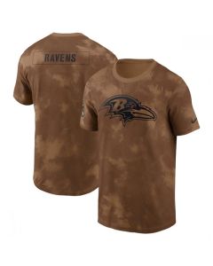 Men's Baltimore Ravens 2023 Brown Salute To Service Sideline T-Shirt