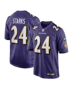 Men's Baltimore Ravens #24 Malaki Starks Purple 2025 NFL Draft First Round Pick Game Jersey (Purple)