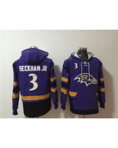 Men's Baltimore Ravens #3 Odell Beckham Jr. Ageless Must-Have Lace-Up Pullover Hoodie (Style 2)