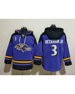 Men's Baltimore Ravens #3 Odell Beckham Jr. Ageless Must-Have Lace-Up Pullover Hoodie