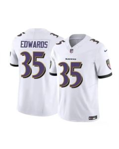 Men's Baltimore Ravens #35 Gus Edwards White 2023 F.U.S.E. Vapor Limited Football Jersey