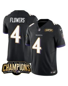Men's Baltimore Ravens #4 Zay Flowers Black 2023 F.U.S.E. AFC North Champions Vapor Limited Football Jersey