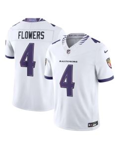 Men's Baltimore Ravens #4 Zay Flowers Nike White Vapor F.U.S.E. Sewn Down Limited Jersey (White)