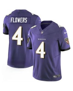 Men's Baltimore Ravens #4 Zay Flowers Purple 2023 F.U.S.E. Vapor Limited Football Jersey