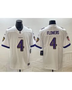 Men's Baltimore Ravens #4 Zay Flowers White Vapor Untouchable Football Jersey