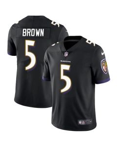Men's Baltimore Ravens #5 Marquise Brown Black Stitched Football Jersey