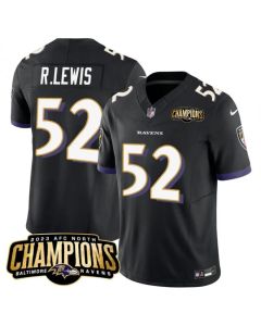 Men's Baltimore Ravens #52 Ray Lewis Black 2023 F.U.S.E. AFC North Champions Vapor Limited Football Jersey