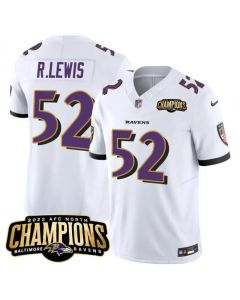 Men's Baltimore Ravens #52 Ray Lewis White 2023 F.U.S.E. AFC North Champions Vapor Limited Football Jersey