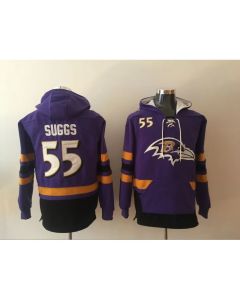 Men's Baltimore Ravens #55 Terrell Suggs Purple All Stitched NFL Hoodie Sweatshirt